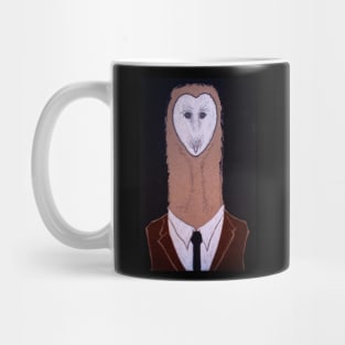 Barn Owl in a Suit - charcoal and graphite drawing Mug